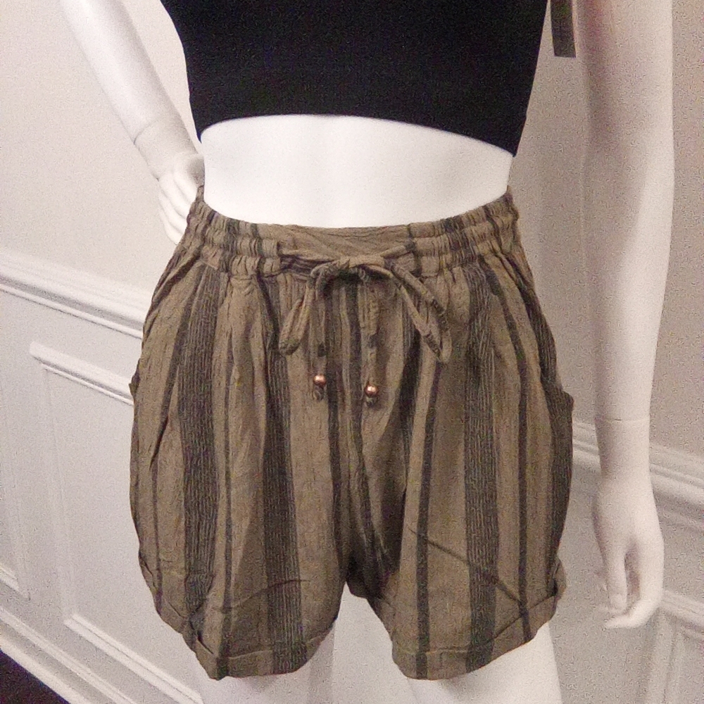 Angie's Striped Women's Shorts, Sz. Small, Elastic Tie Waist, 100% Rayon, NWOT - Picture 2 of 12